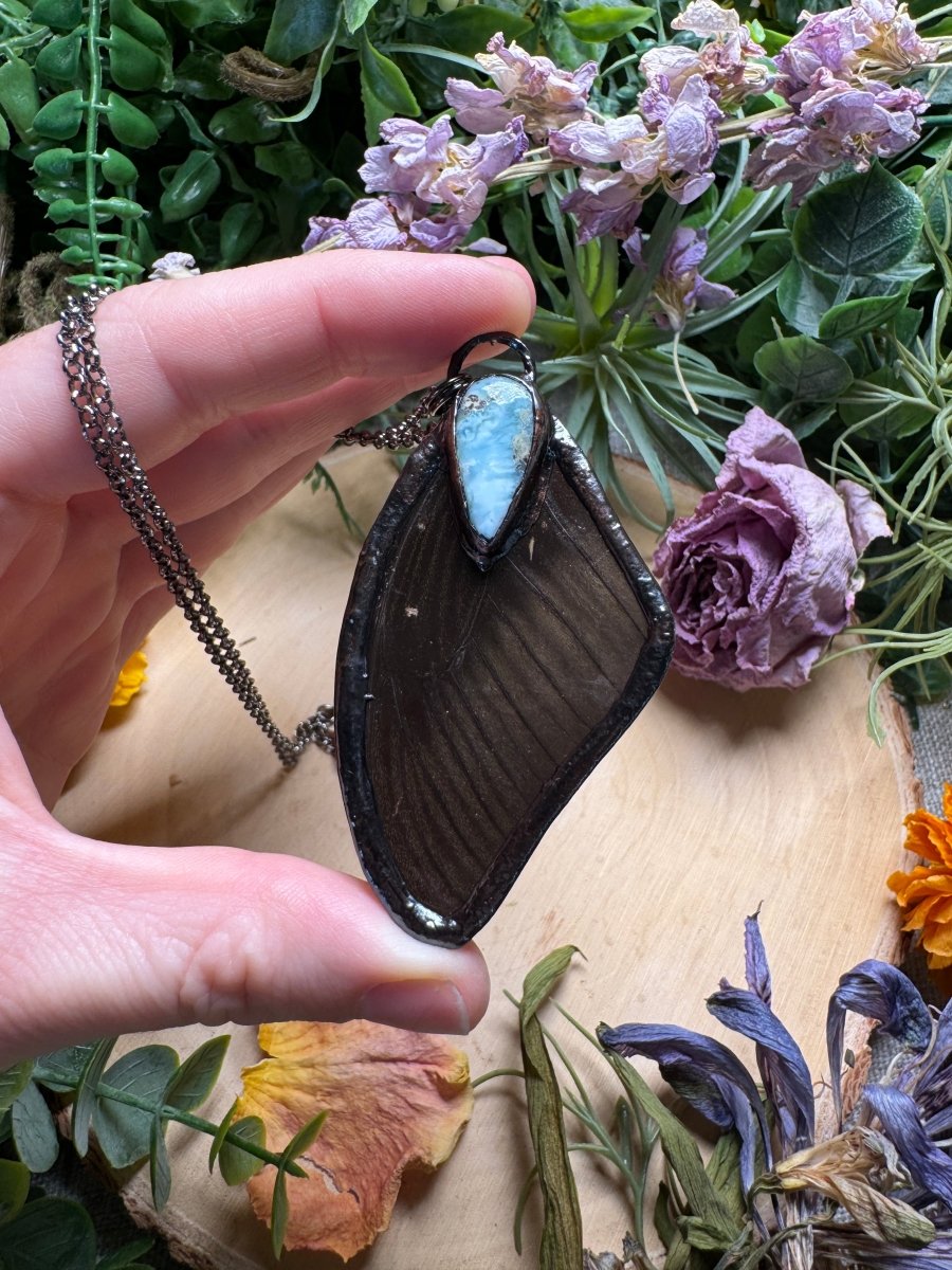 Larimar and Butterfly Wing Necklace | Copper Ashes