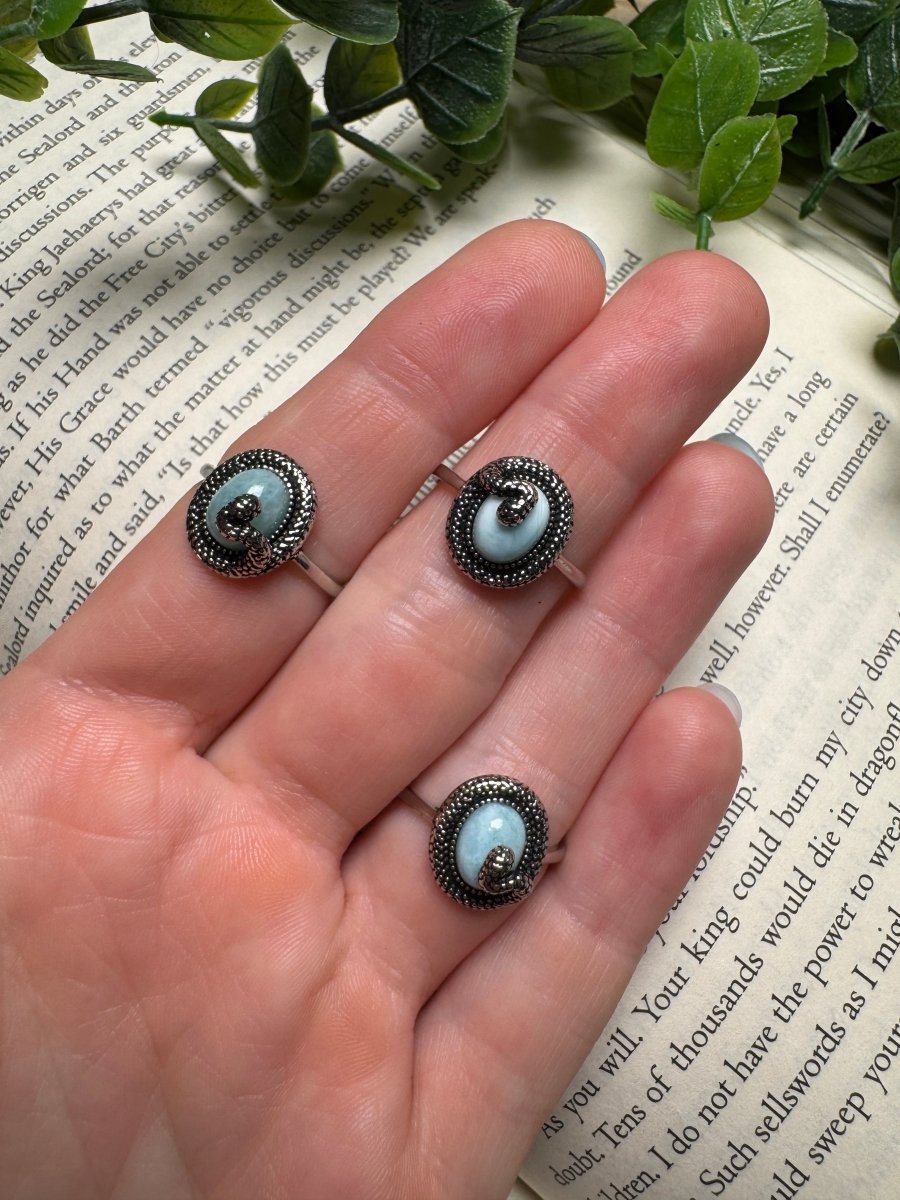 Larimar Snake Adjustable Ring | Copper Ashes