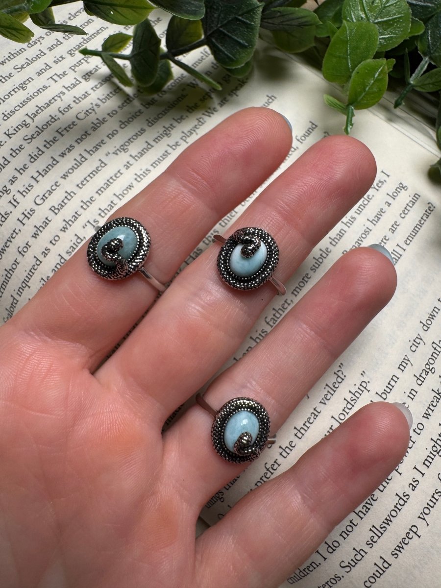 Larimar Snake Adjustable Ring | Copper Ashes