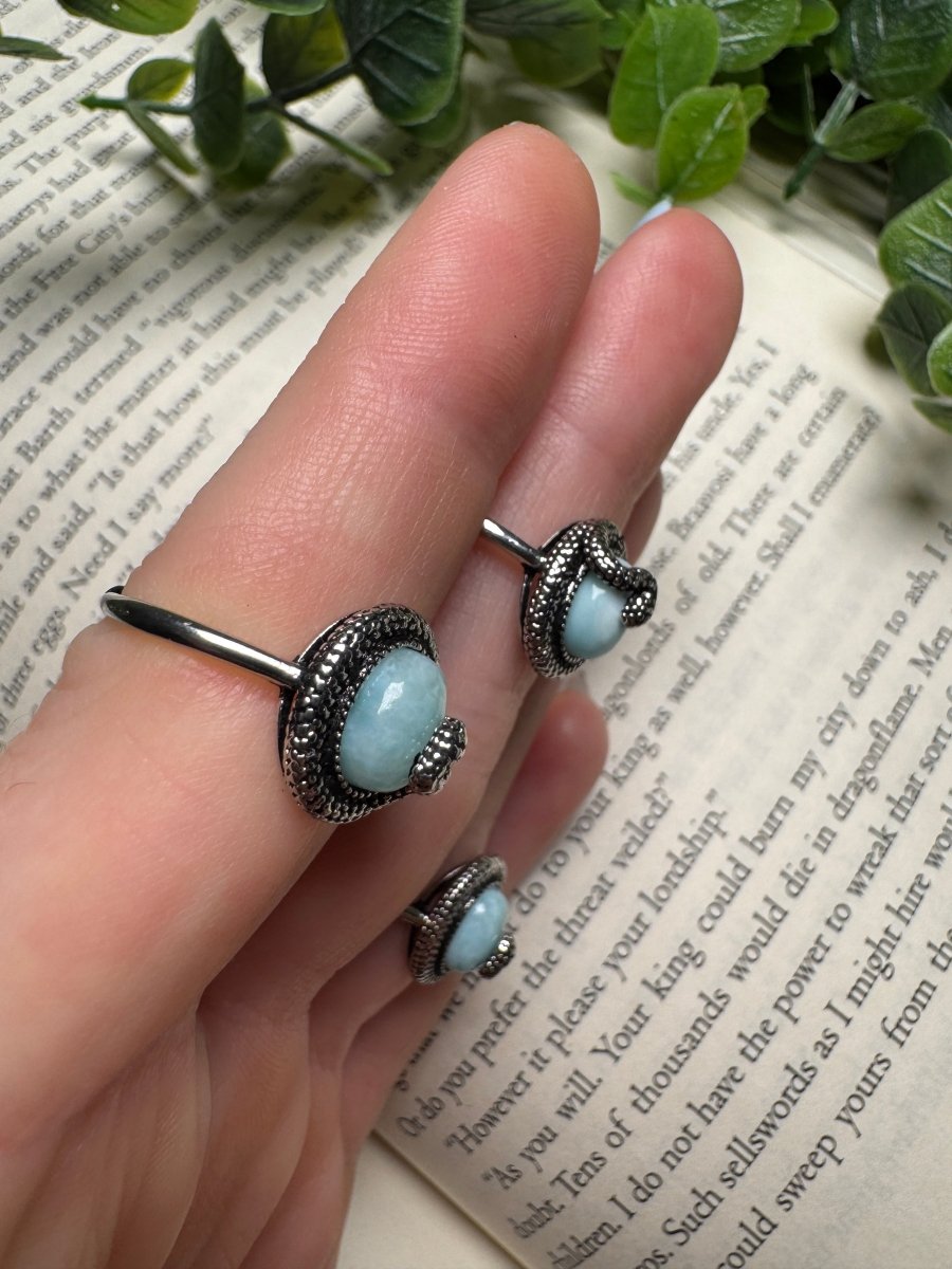 Larimar Snake Adjustable Ring | Copper Ashes