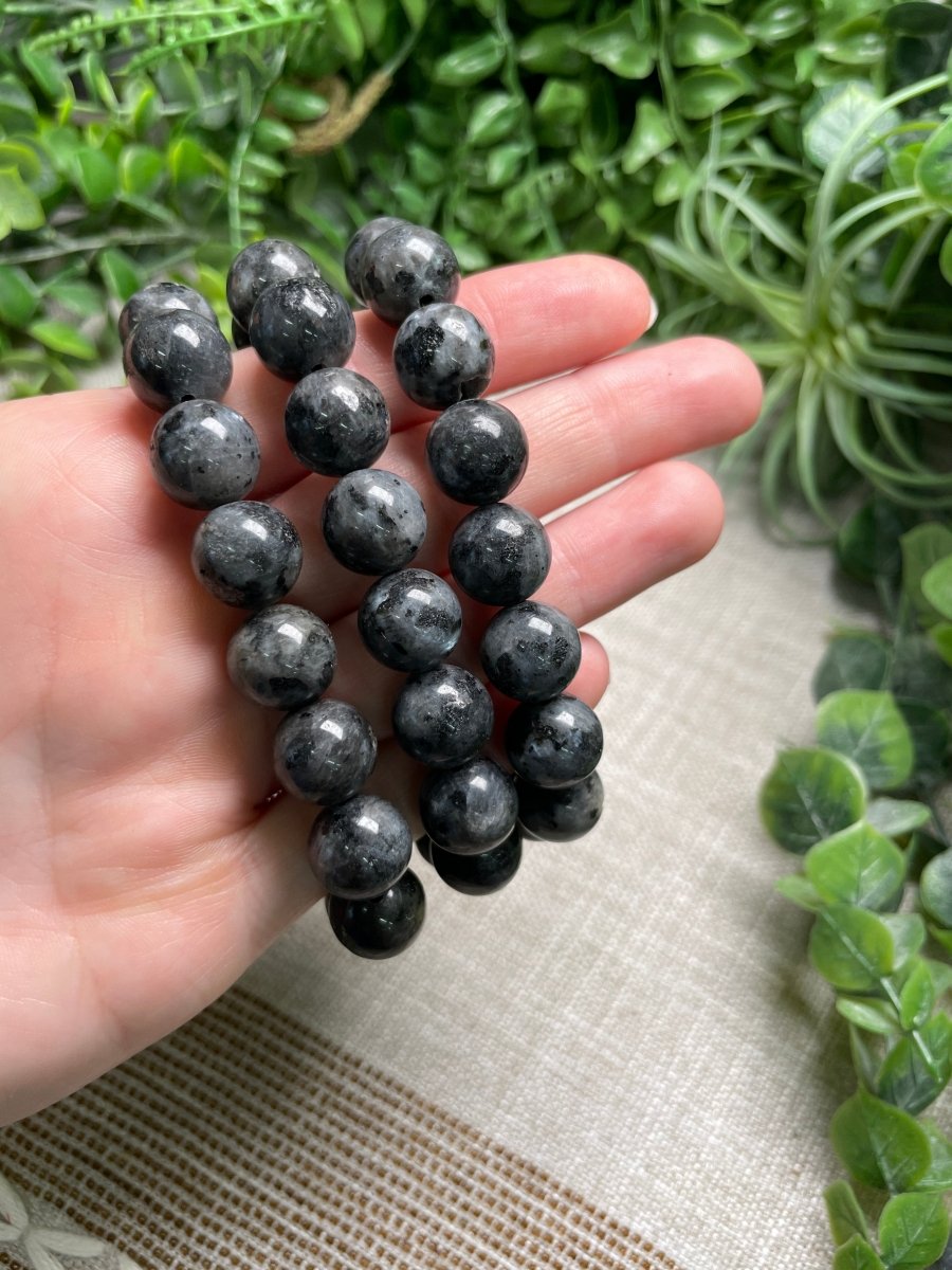 Larvikite 12mm Beaded Bracelet | Copper Ashes