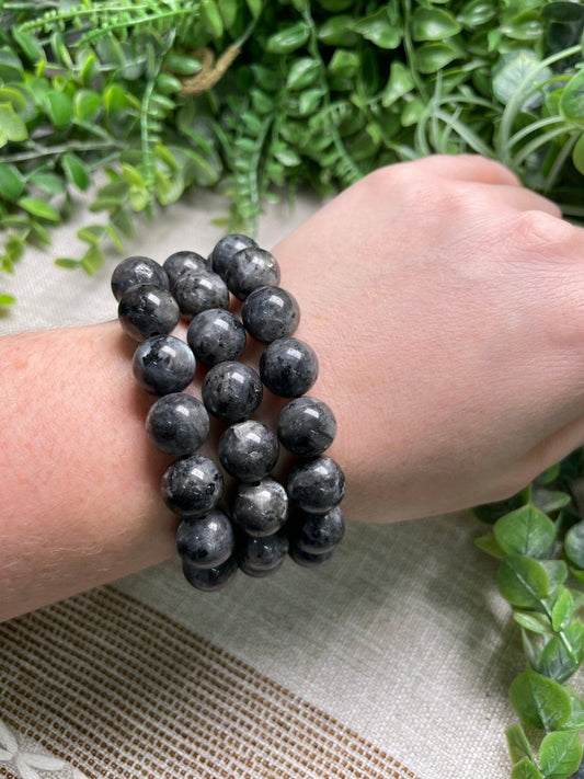 Larvikite 12mm Beaded Bracelet | Copper Ashes