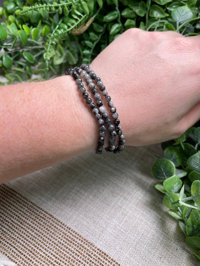 Larvikite 4mm Beaded Bracelet | Copper Ashes