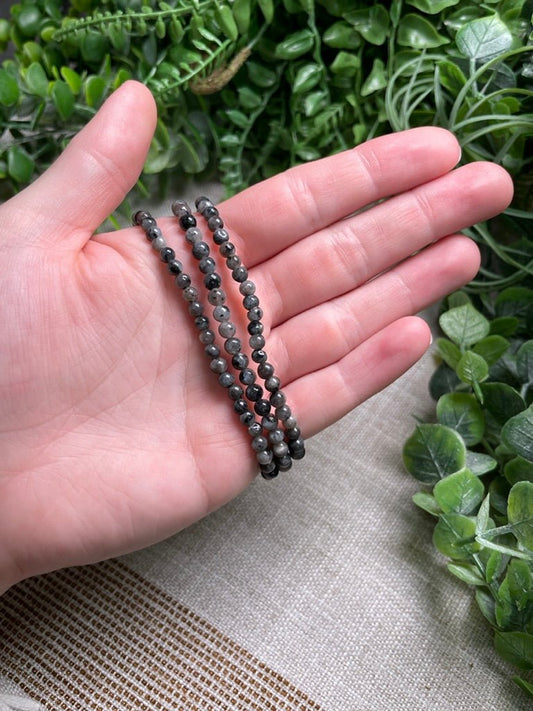Larvikite 4mm Beaded Bracelet | Copper Ashes