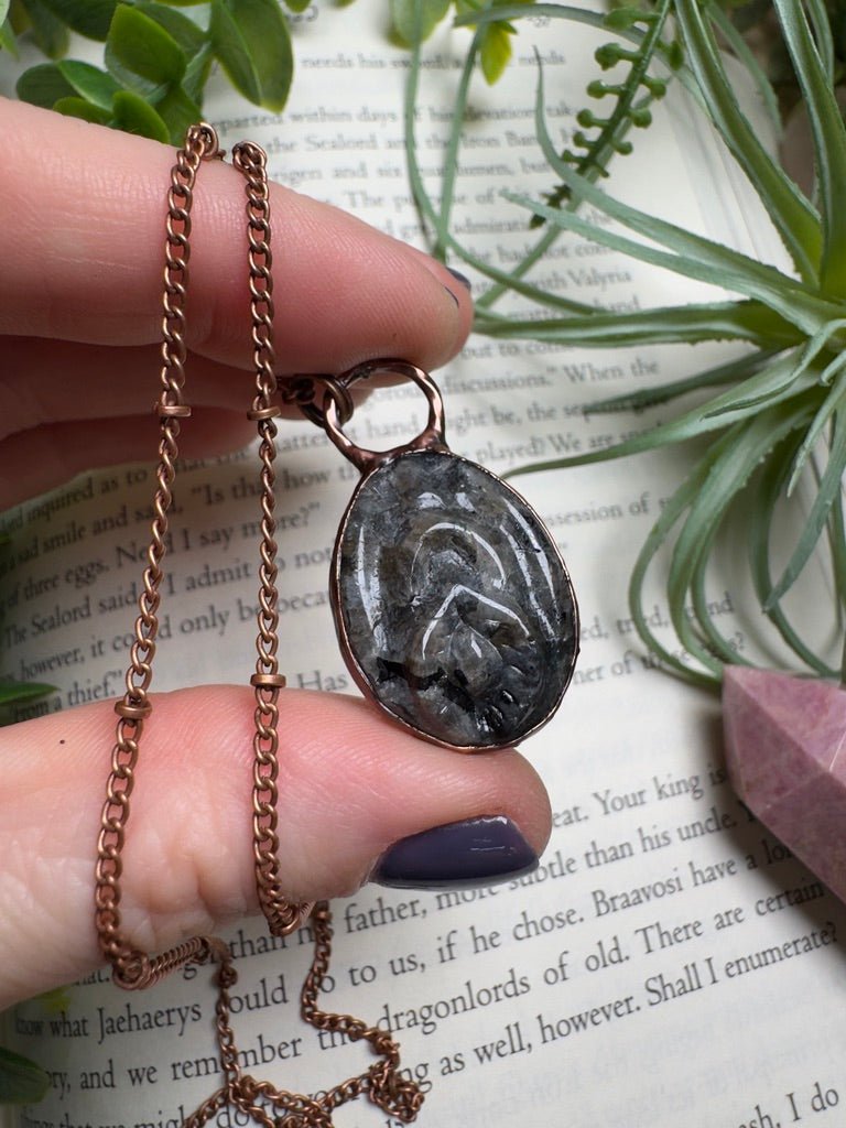 Larvikite Yoni Necklace | Copper Ashes