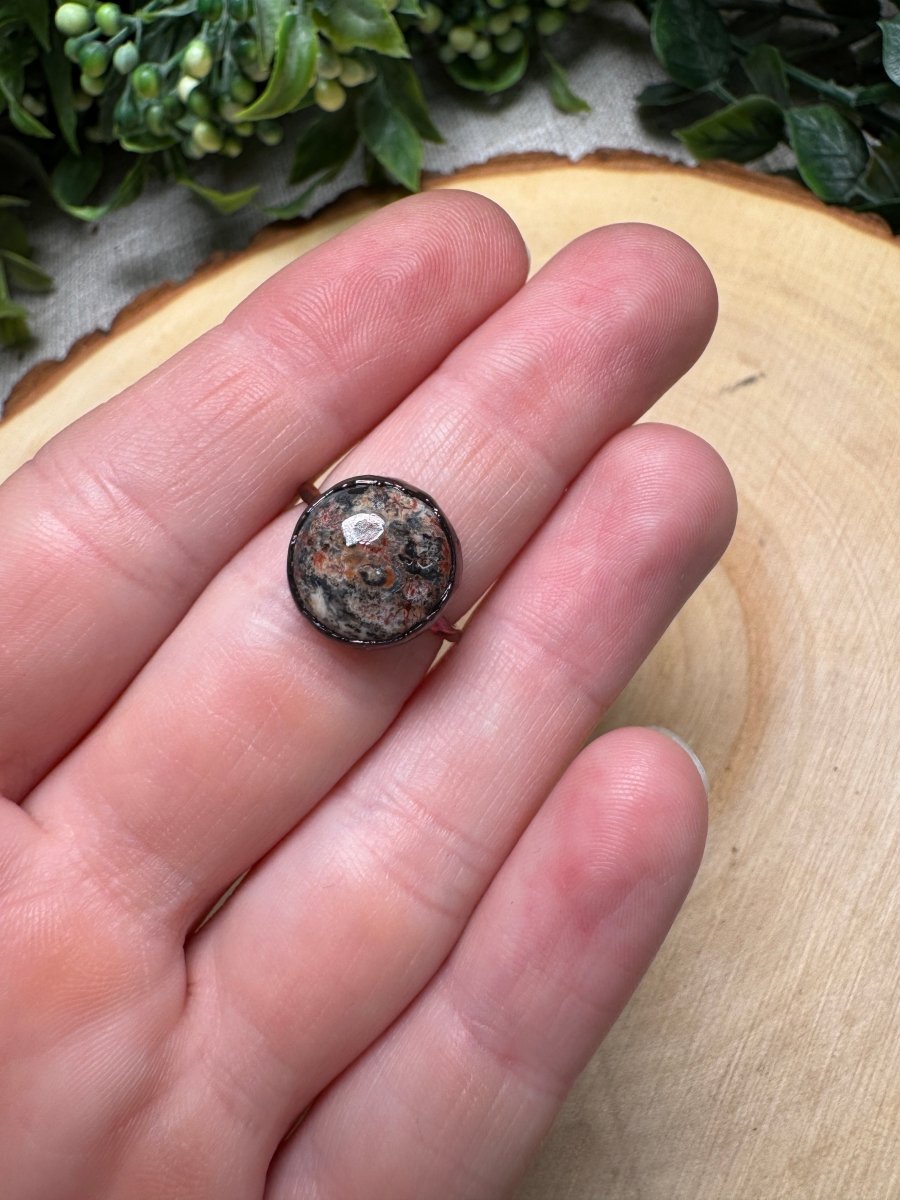 Leopard Skin Jasper Ring Size 5 | Copper Ashes