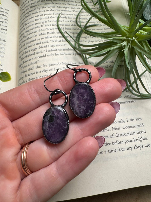 Lepidolite Dangle Earrings | Copper Ashes