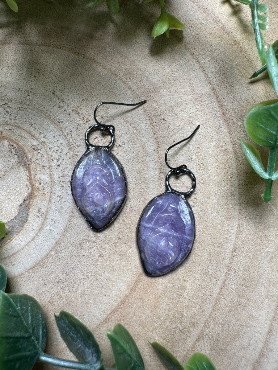 Lepidolite Yoni Earrings | Copper Ashes