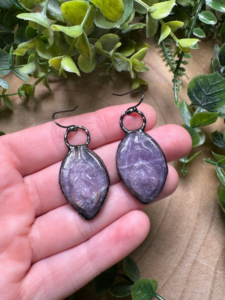 Lepidolite Yoni Earrings | Copper Ashes