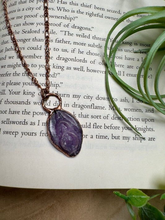 Lepidolite Yoni Necklace | Copper Ashes