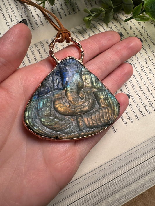 Lord Ganesh Labradorite Necklace | Copper Ashes