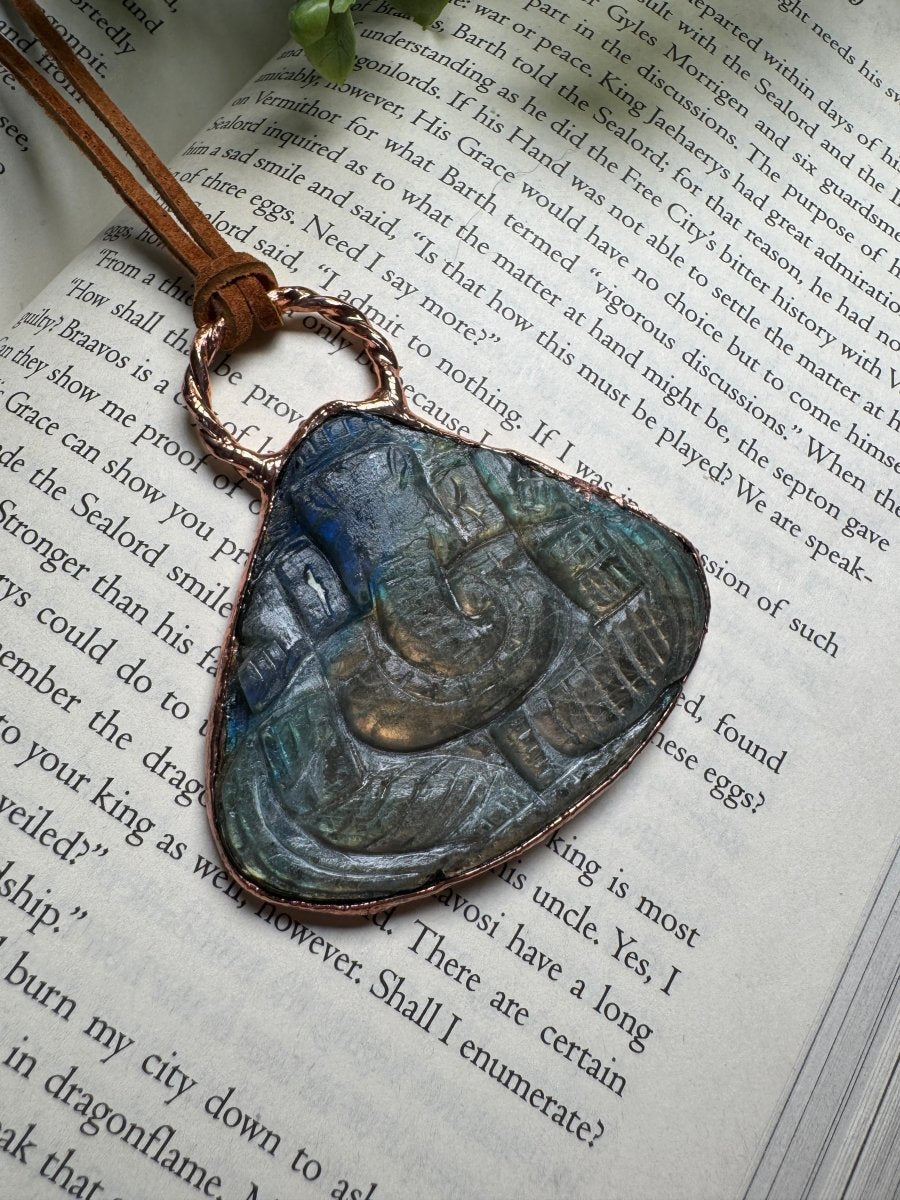 Lord Ganesh Labradorite Necklace | Copper Ashes