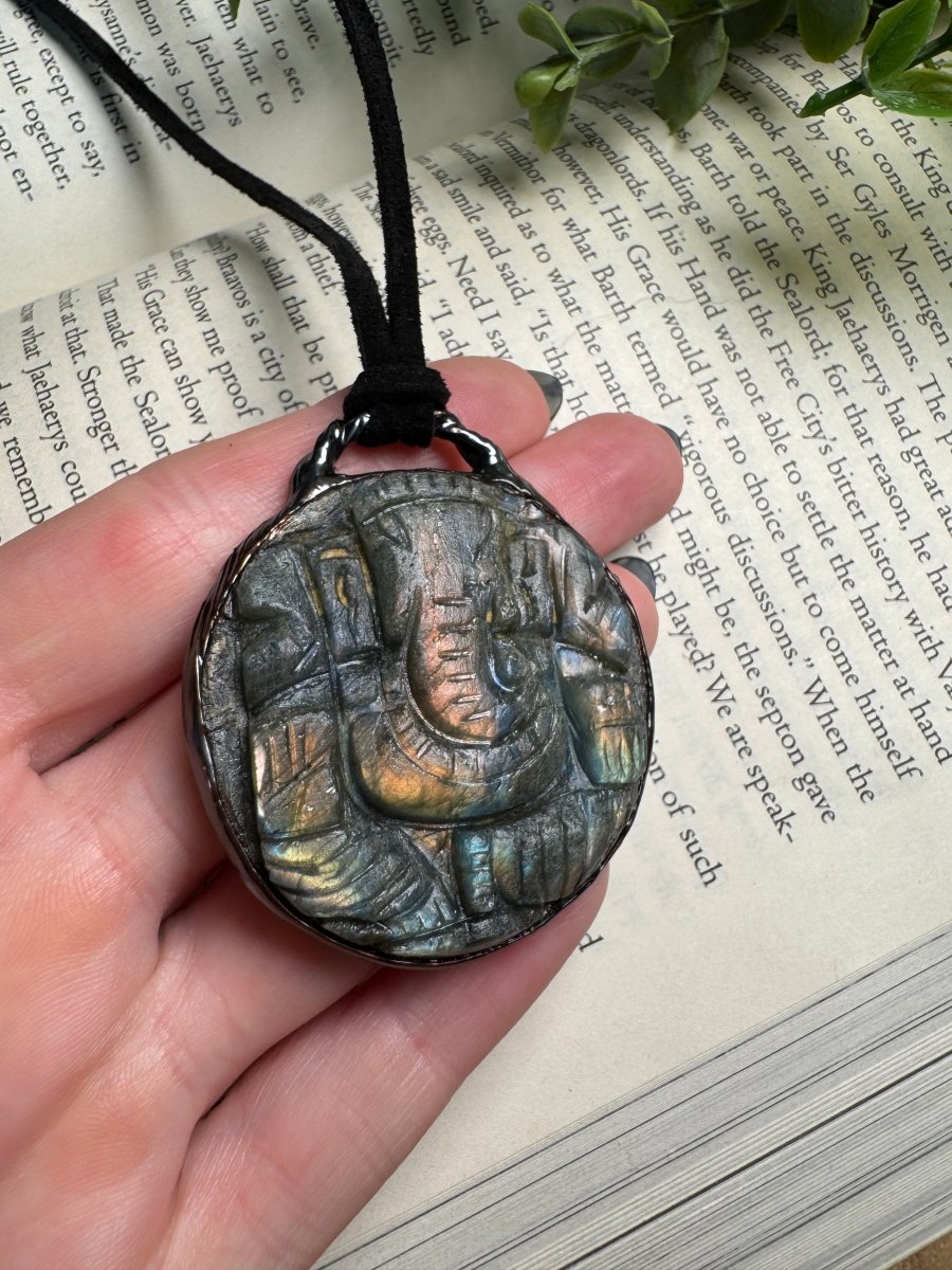 Lord Ganesh Labradorite Necklace | Copper Ashes
