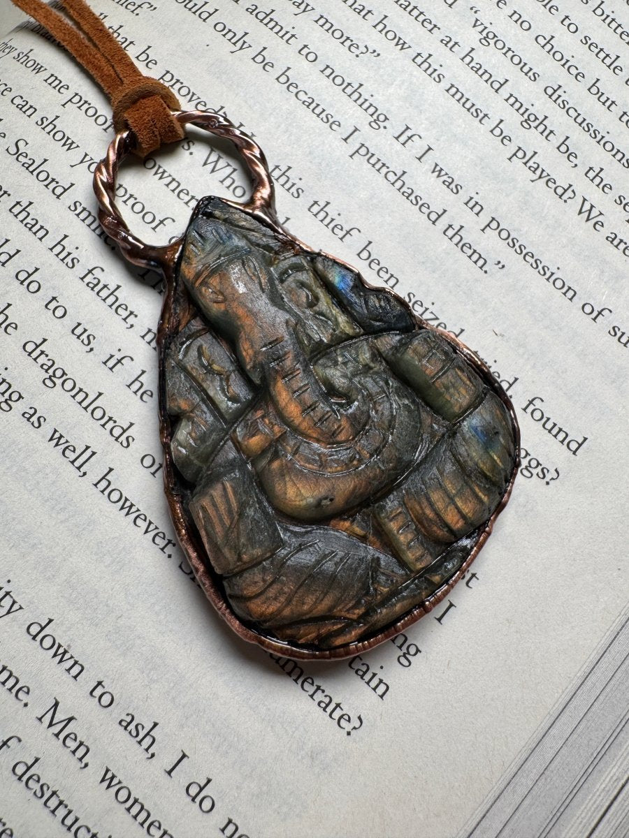 Lord Ganesh Labradorite Necklace | Copper Ashes