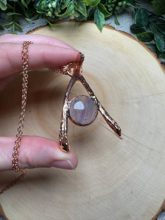 Lucille - Wishbone and Amethyst Necklace | Copper Ashes