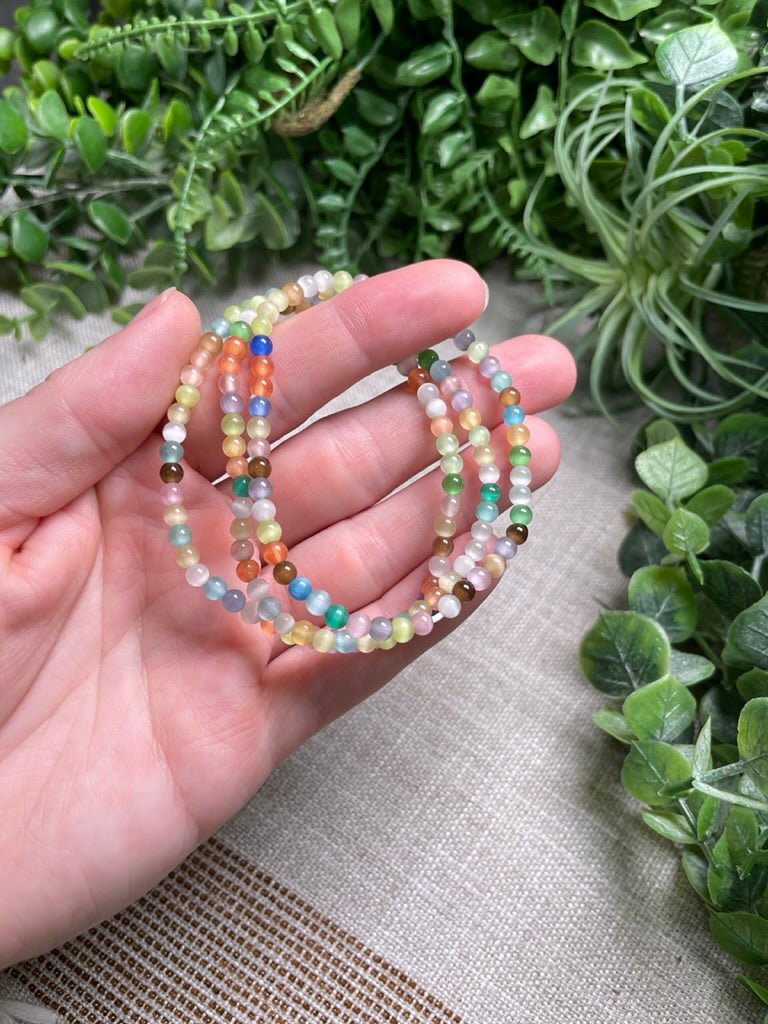 Mixed Cat Eye 4mm Beaded Bracelet | Copper Ashes
