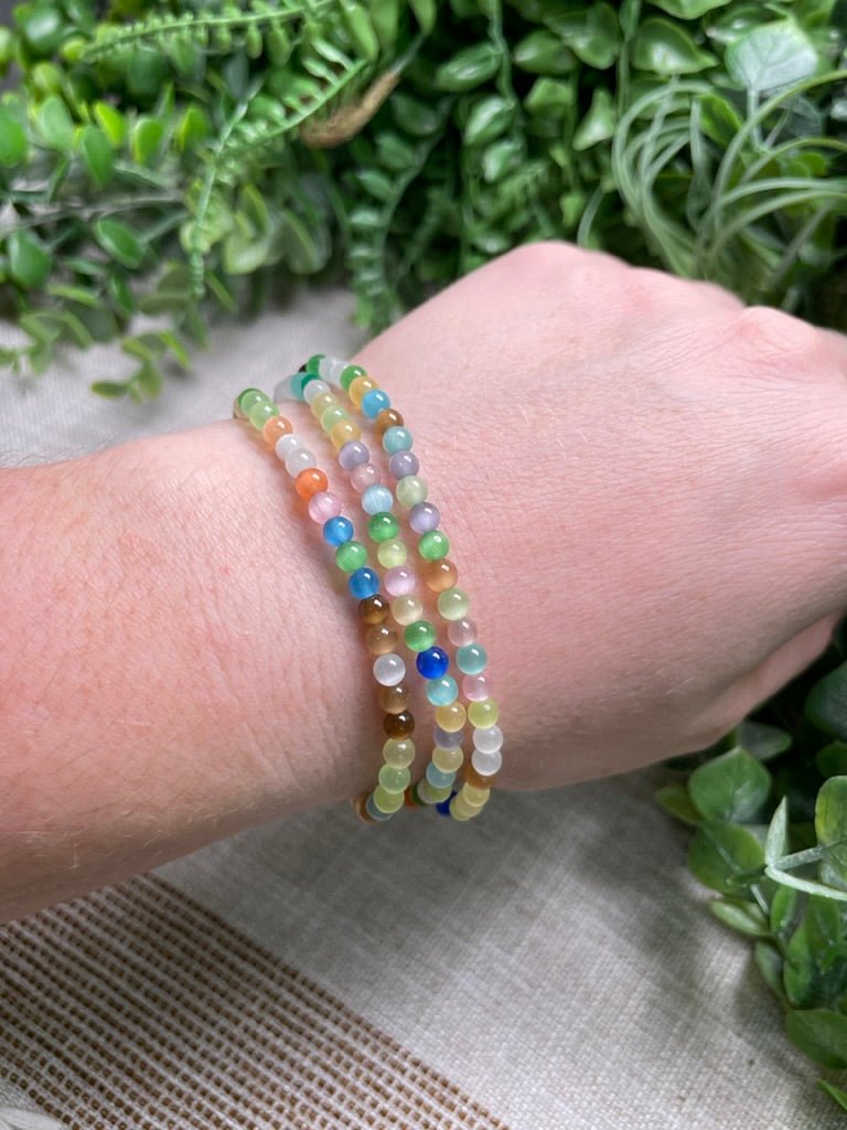 Mixed Cat Eye 4mm Beaded Bracelet | Copper Ashes