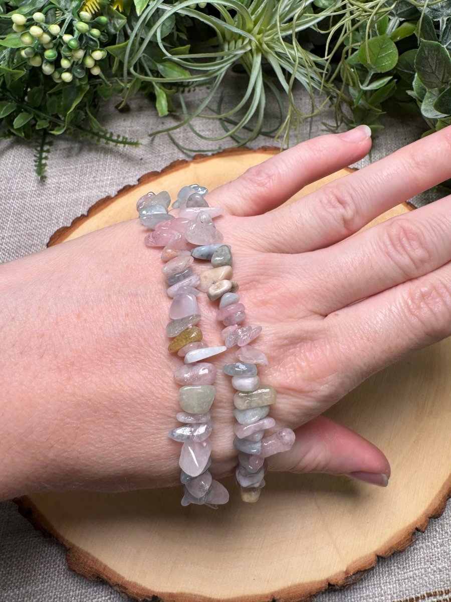 Mixed Crystal Chip Beaded Bracelet | Copper Ashes