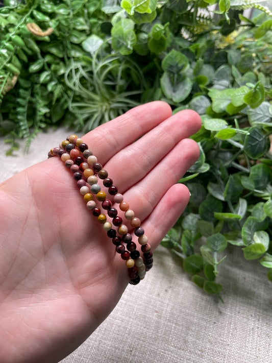 Mookaite Jasper 4mm Beaded Bracelet | Copper Ashes