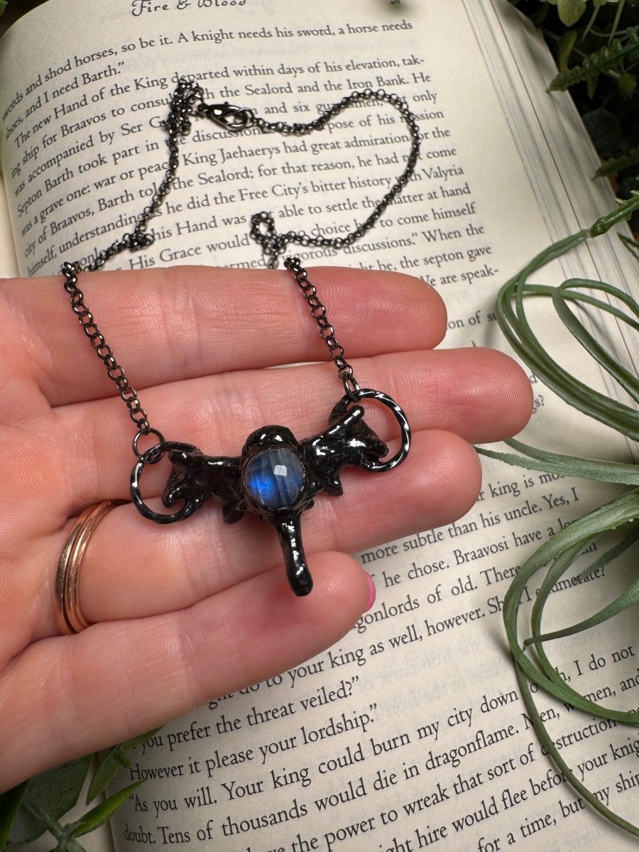 Moonstone and Bone Necklace | Copper Ashes