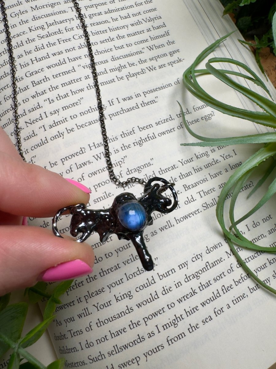 Moonstone and Bone Necklace | Copper Ashes