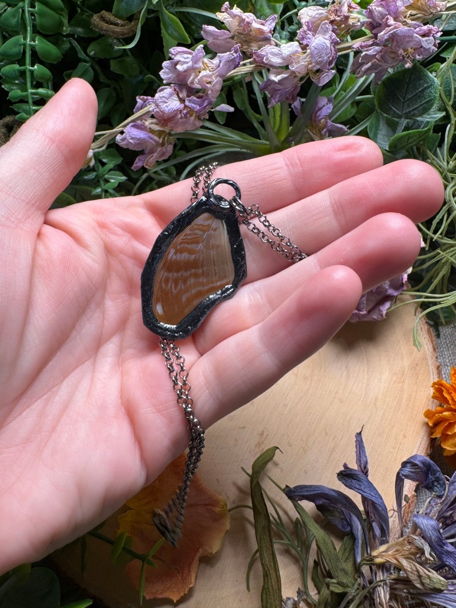 Moonstone and Butterfly Wing Necklace | Copper Ashes