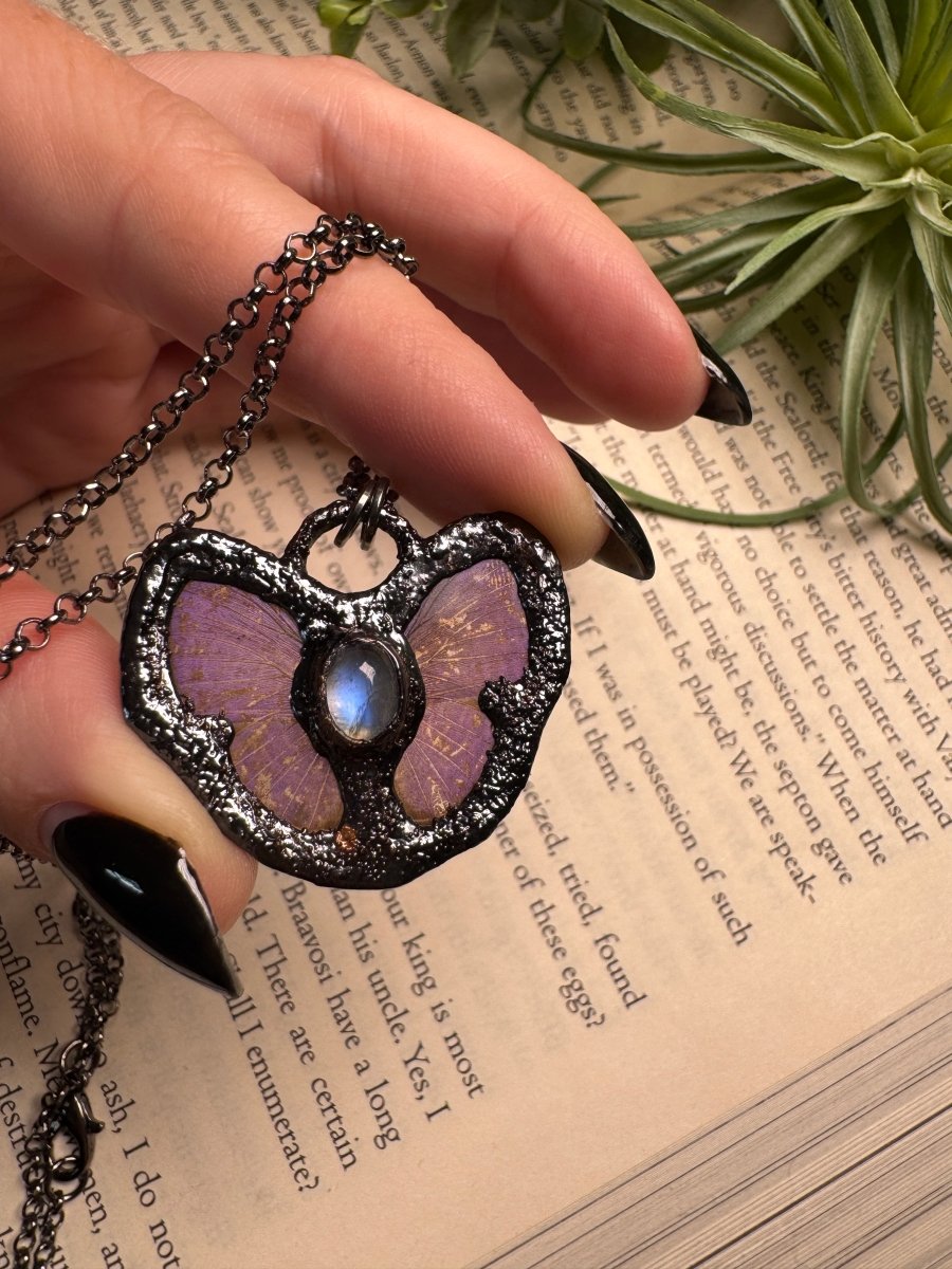 Moonstone Butterfly Necklace | Copper Ashes