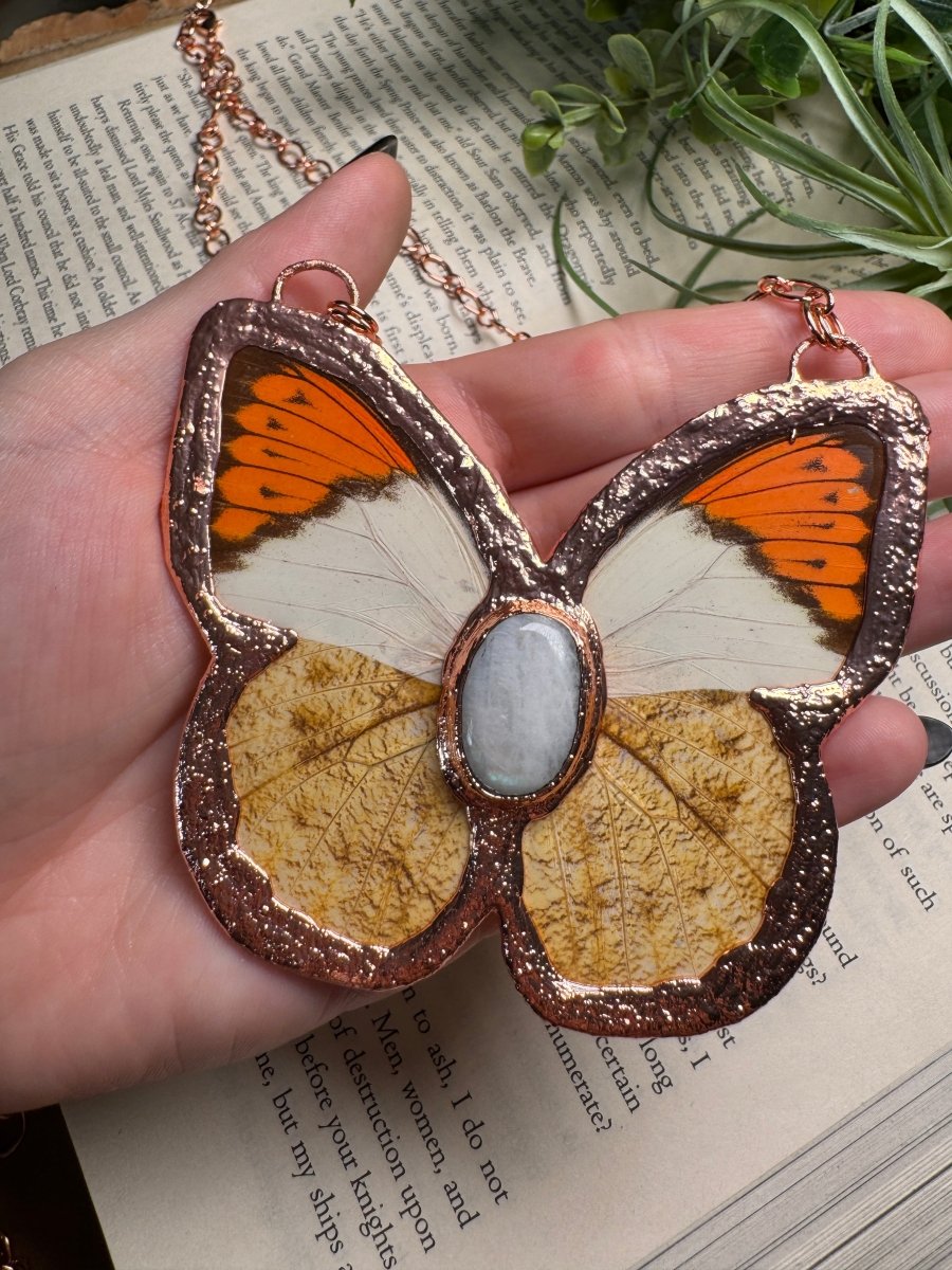Moonstone Butterfly Necklace | Copper Ashes