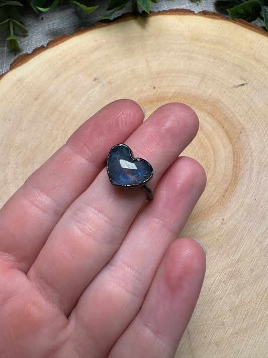 Moonstone Heart Ring Size 4 | Copper Ashes
