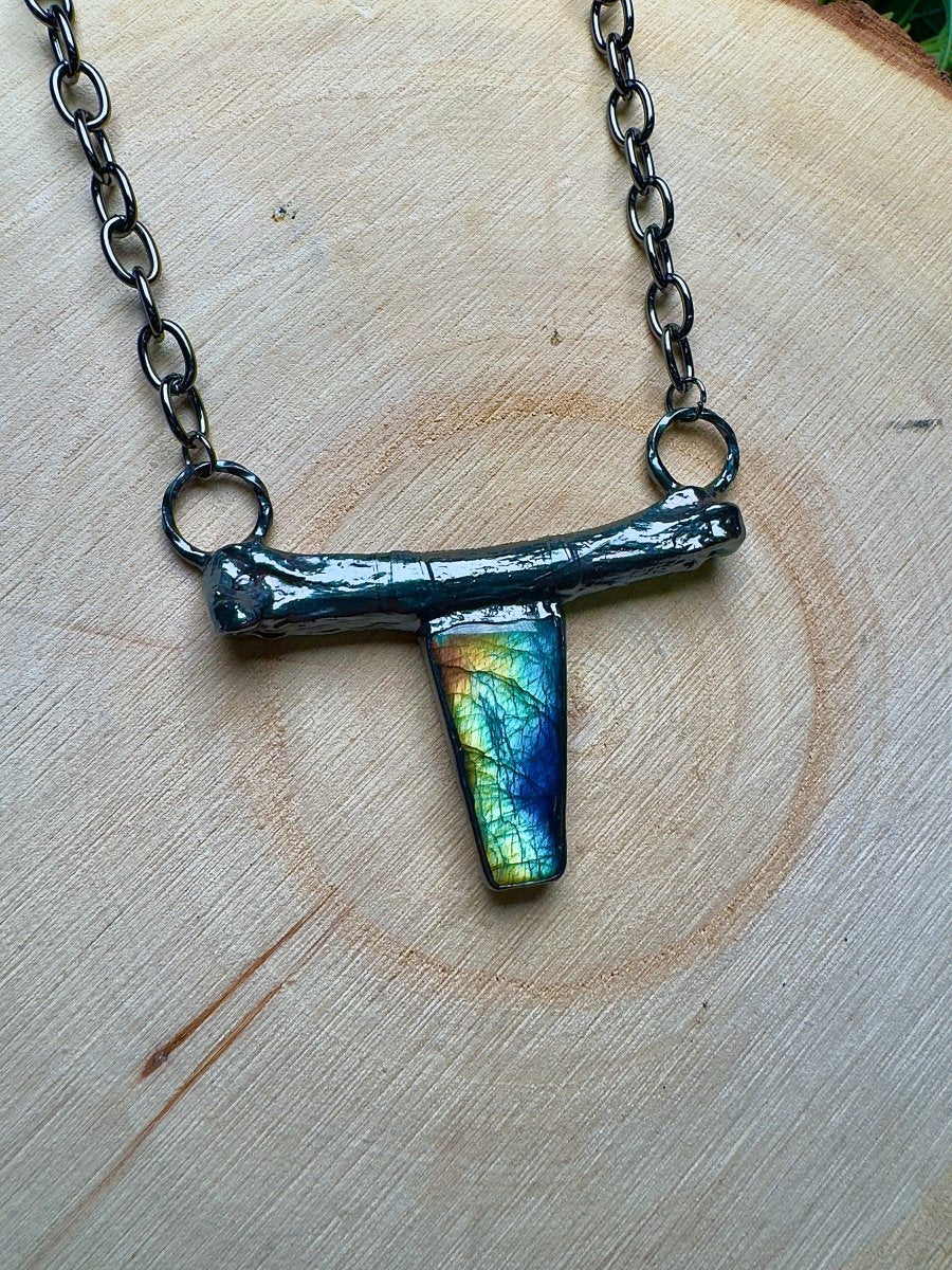Morgana - Labradorite and Bone Necklace | Copper Ashes