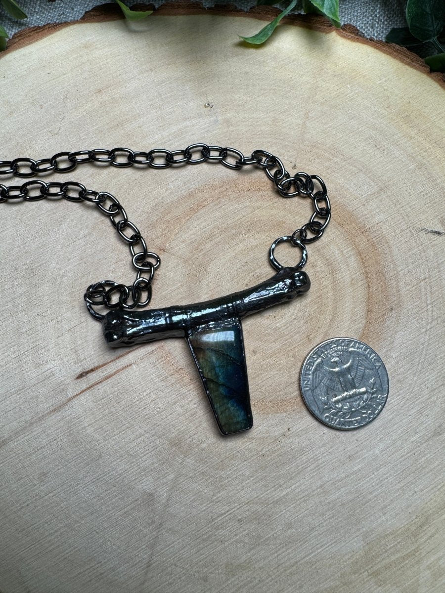 Morgana - Labradorite and Bone Necklace | Copper Ashes