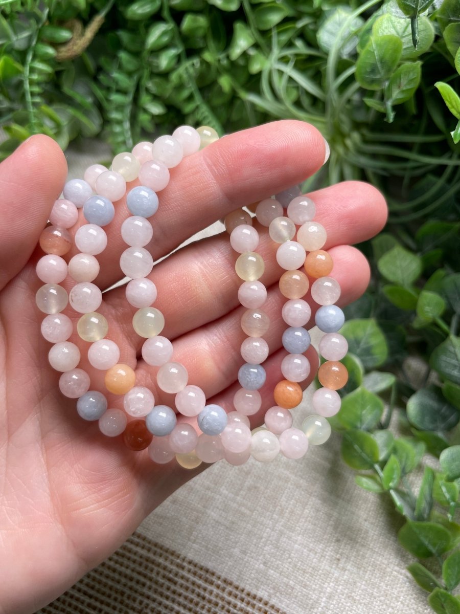 Morganite 6mm Beaded Bracelet | Copper Ashes