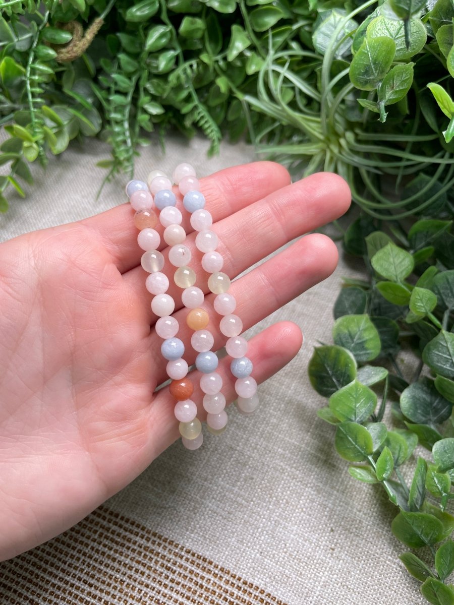 Morganite 6mm Beaded Bracelet | Copper Ashes