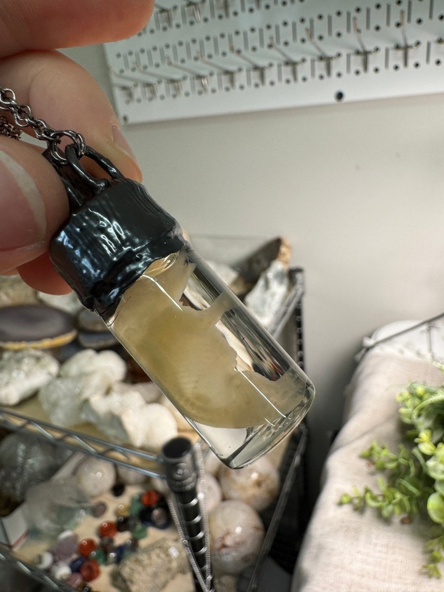 Mortessa - Wet Specimen Ghost Pinkie Mouse and Moonstone Star Necklace | Copper Ashes