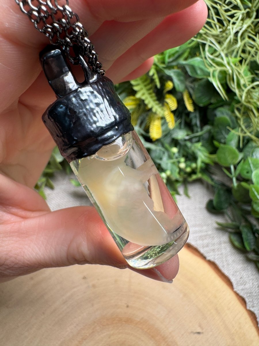 Mortessa - Wet Specimen Ghost Pinkie Mouse and Moonstone Star Necklace | Copper Ashes