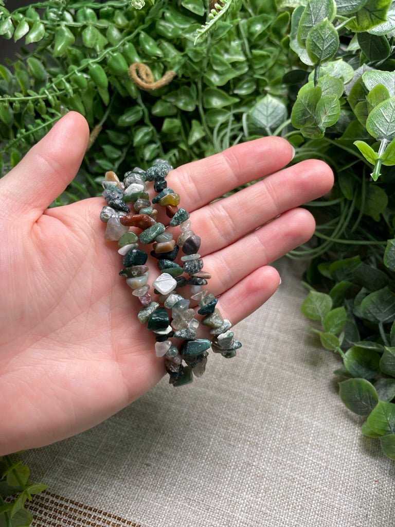 Moss Agate Chip Bracelet | Copper Ashes