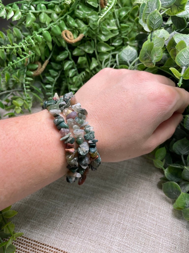 Moss Agate Chip Bracelet | Copper Ashes