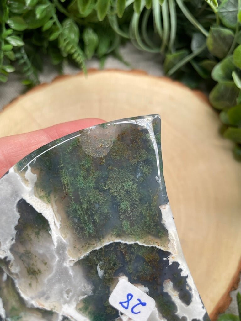 Moss Agate Moon Dish (Chipped) | Copper Ashes