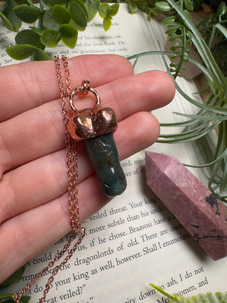 Moss Agate Penis Necklace | Copper Ashes