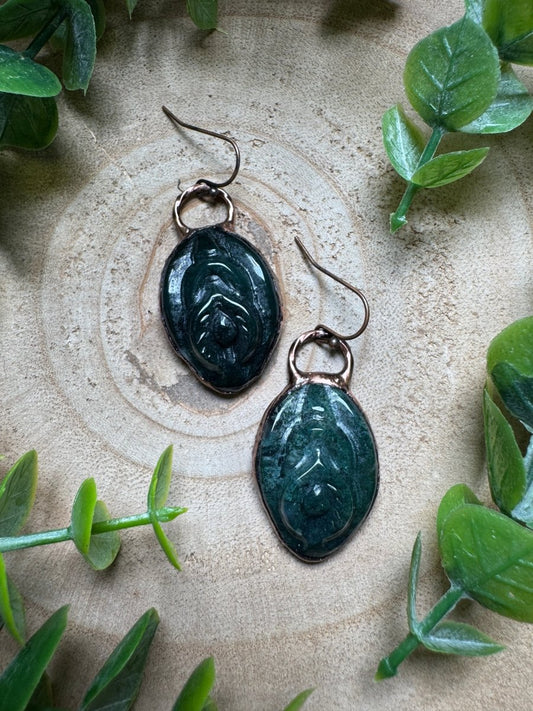Moss Agate Yoni Earrings | Copper Ashes