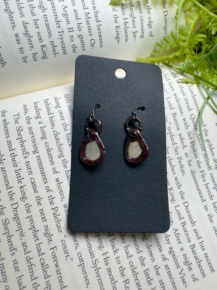 Moth Wing and Garnet Earrings | Copper Ashes