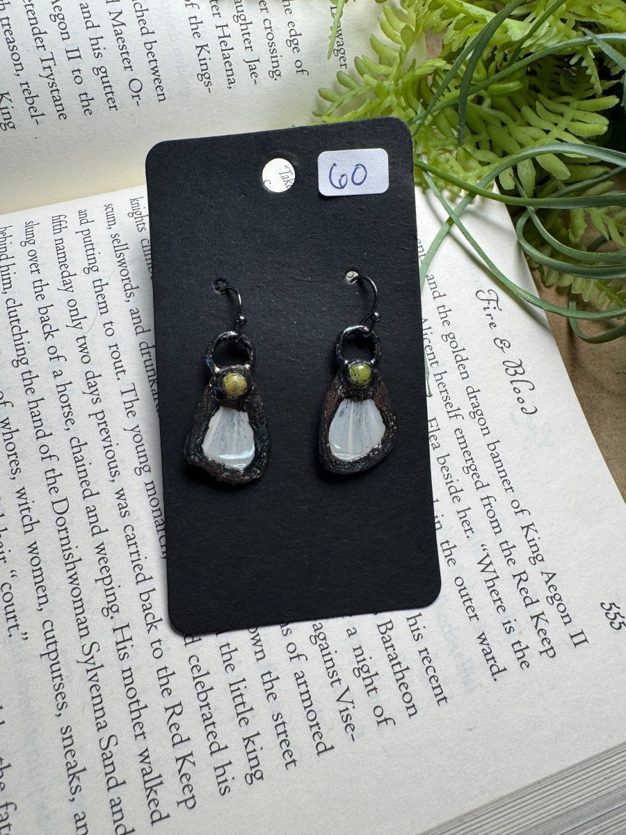 Moth Wing and Jasper Earrings | Copper Ashes