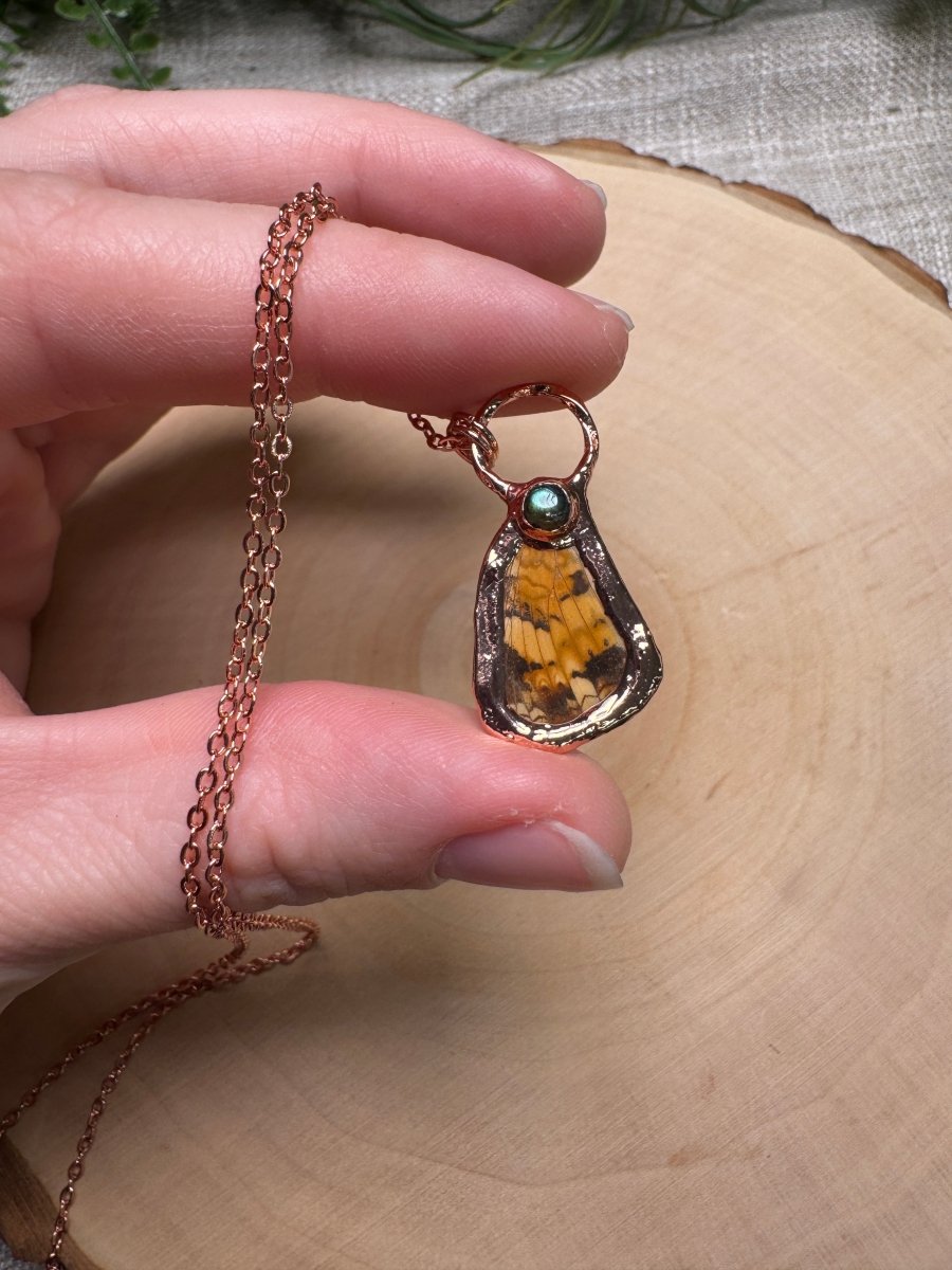 Moth Wing and Labradorite Necklace | Copper Ashes