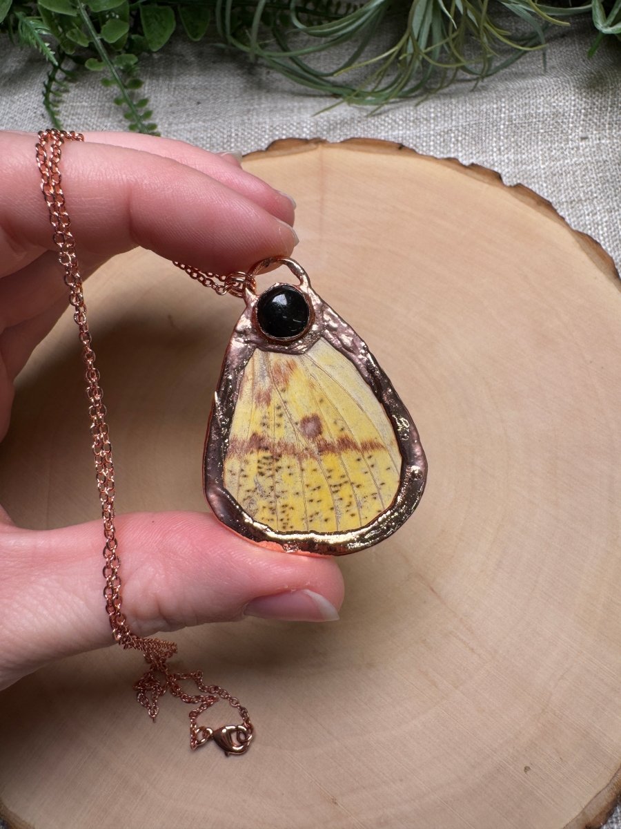 Moth Wing and Obsidian Necklace | Copper Ashes