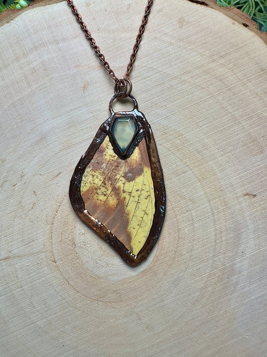 Moth Wing and Prehnite Necklace | Copper Ashes