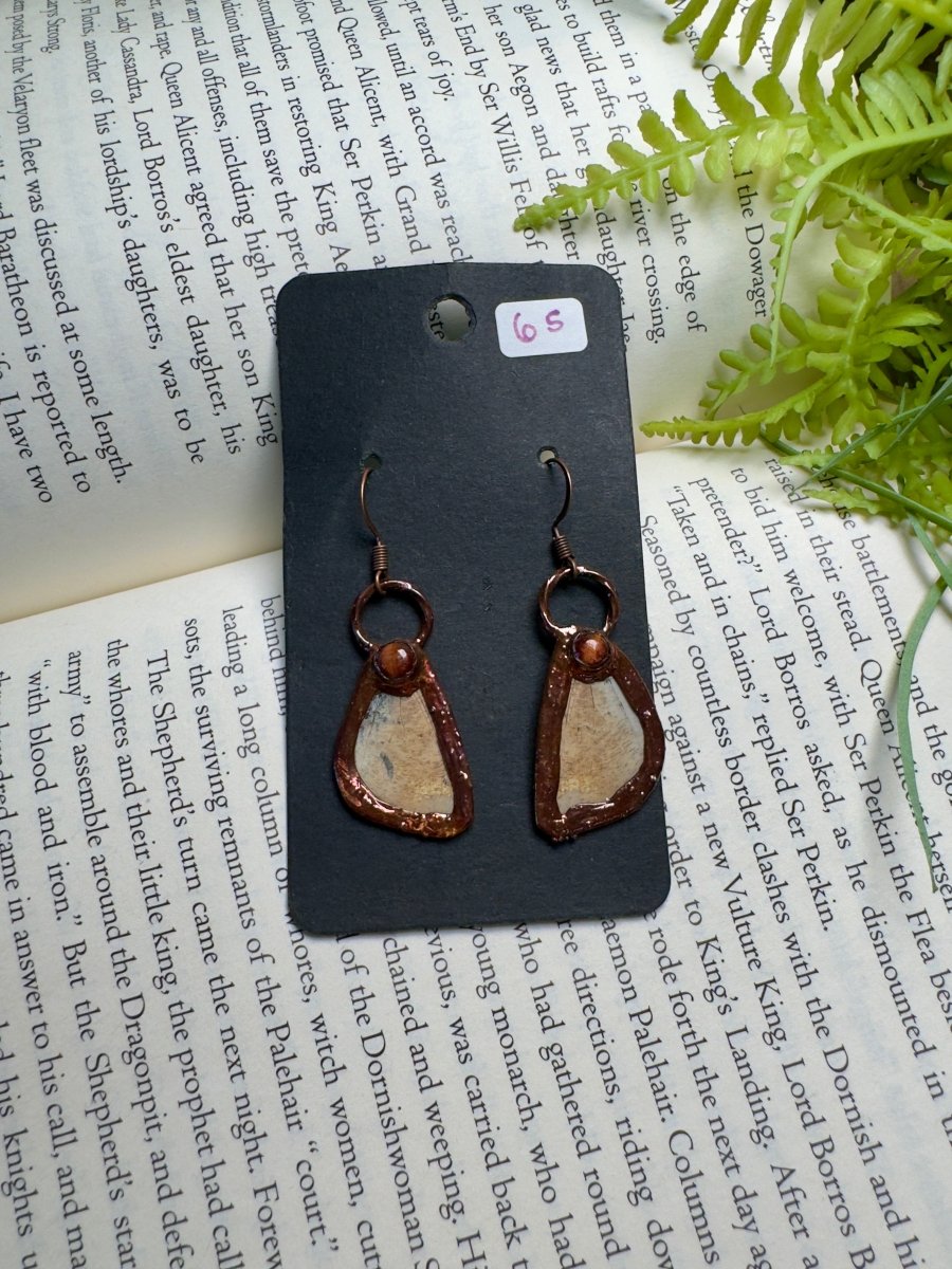 Moth Wing and Red Tigers Eye Earrings | Copper Ashes