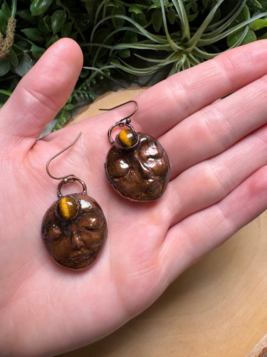 Natalie - Tigers Eye Goddess Earrings | Copper Ashes