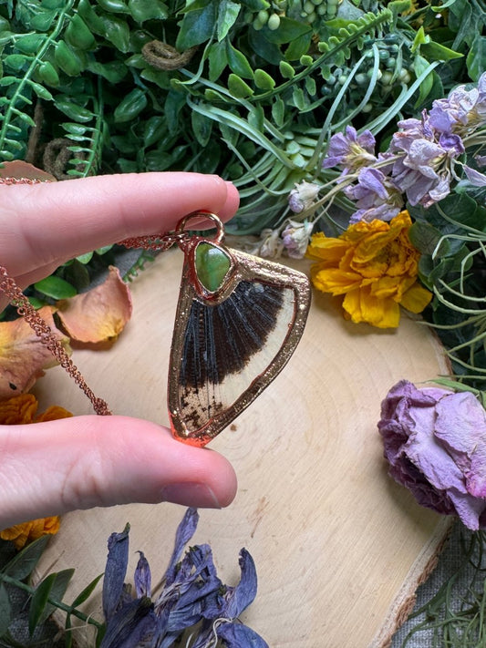 Natural Turquoise and Grasshopper Wing Necklace | Copper Ashes