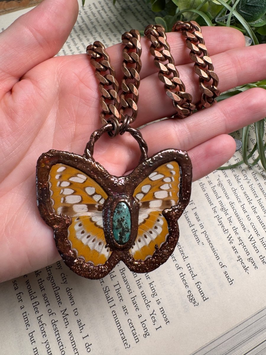 Natural Turquoise Butterfly Necklace | Copper Ashes