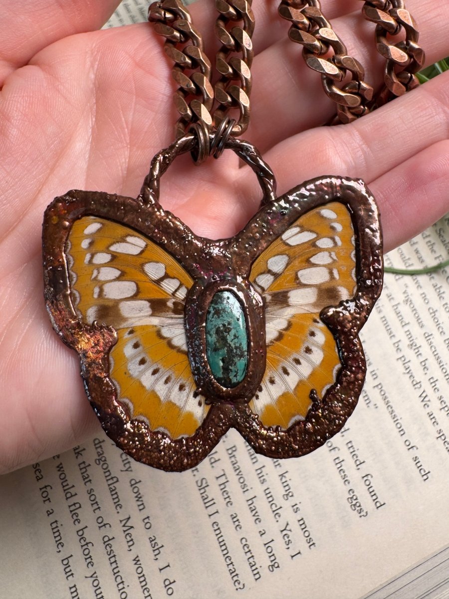 Natural Turquoise Butterfly Necklace | Copper Ashes